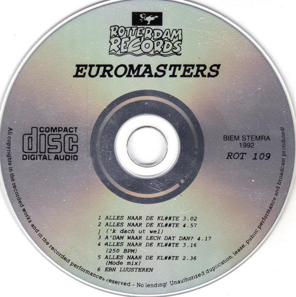 Euromasters : Alles Naar De Kl--te (CD, Maxi)
