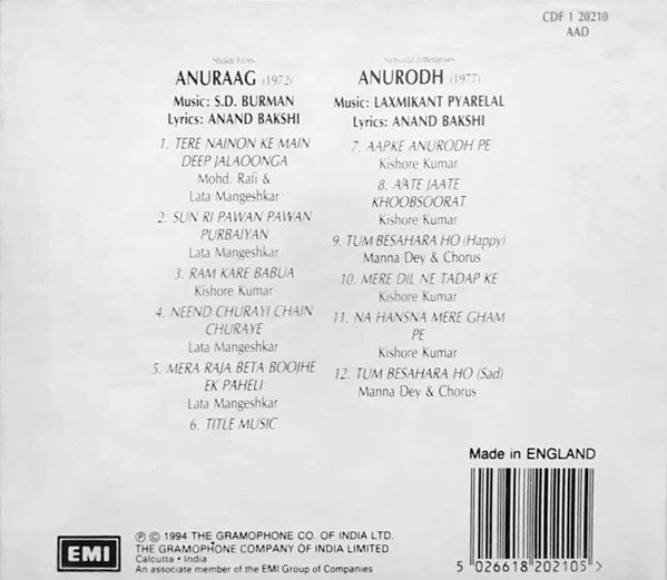 S. D. Burman / Laxmikant-Pyarelal : Anuraag / Anurodh (CD, Comp, 2-o)