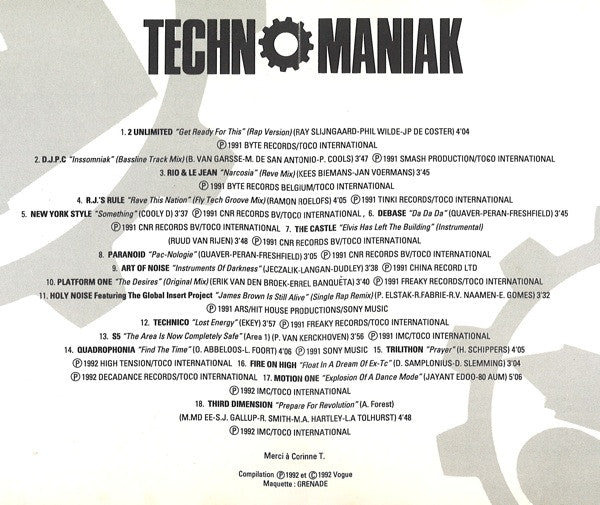 Various : Technomaniak - 100% "Rave Music" (CD, Comp)