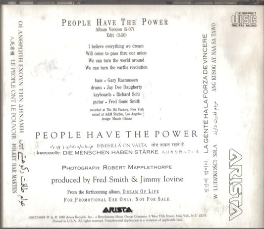Patti Smith : People Have The Power (CD, Single, Promo)
