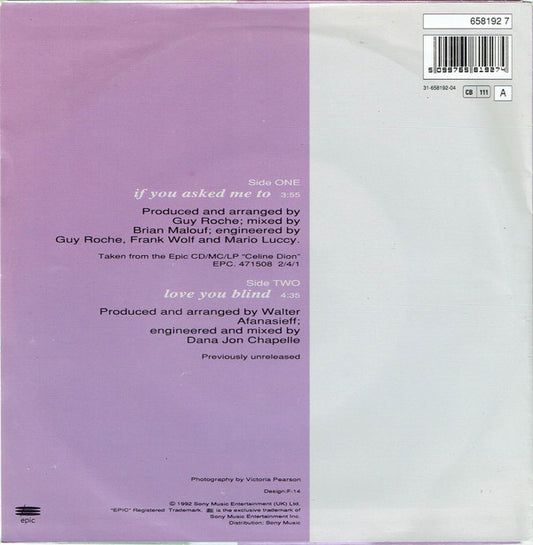 Céline Dion : If You Asked Me To (7", Single)