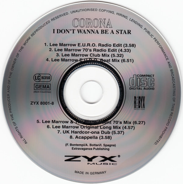 Corona : I Don't Wanna Be A Star (CD, Maxi)