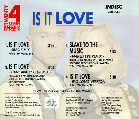 Twenty 4 Seven Featuring Stay-C And Nance : Is It Love (CD, Maxi)