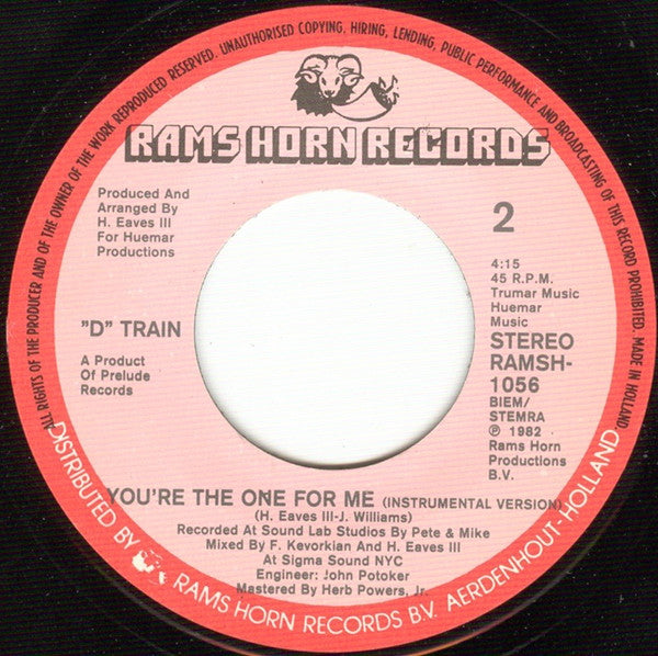 D-Train : You're The One For Me (7", Single)