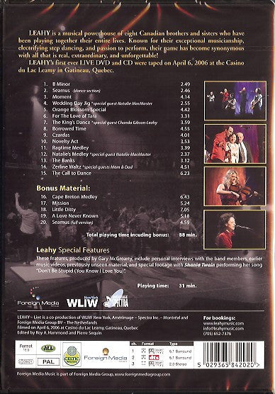 Leahy : Live From Gatineau, Quebec (DVD-V, PAL)
