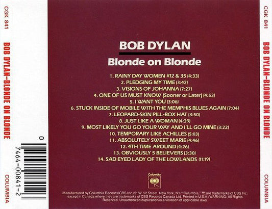 Bob Dylan : Blonde On Blonde (CD, Album, RE)