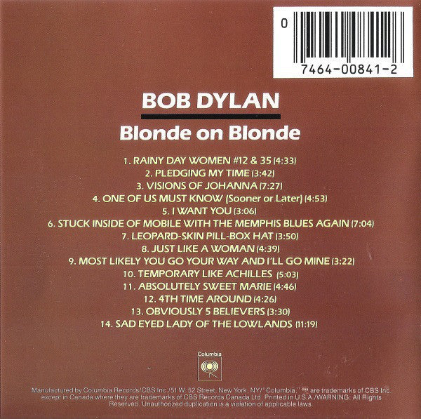 Bob Dylan : Blonde On Blonde (CD, Album, RE)