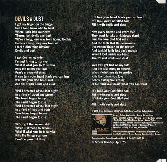 Bruce Springsteen : Devils & Dust (CD, Single, Promo)