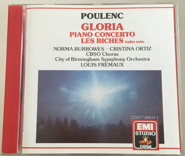 Poulenc*, Norma Burrowes, Cristina Ortiz, Louis Frémaux : Poulenc - Gloria - Piano Concerto - Les Biches (CD, Album)