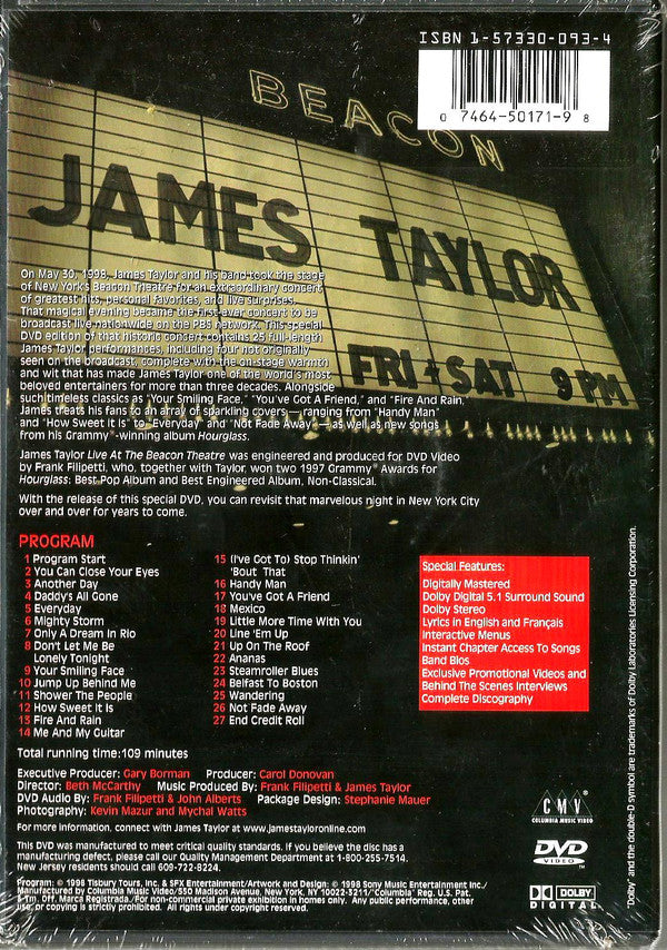 James Taylor (2) : Live At The Beacon Theatre (DVD-V, Multichannel, NTSC, 5.1)