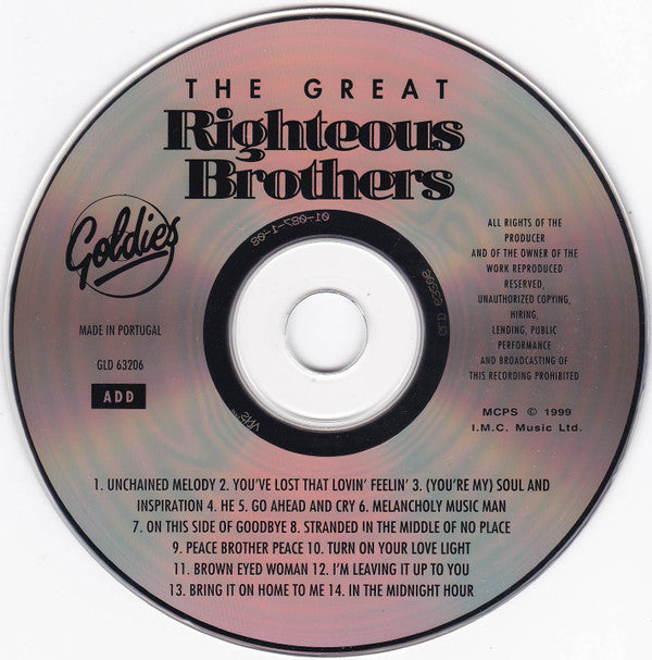 The Righteous Brothers : The Great Righteous Brothers (CD, Comp)