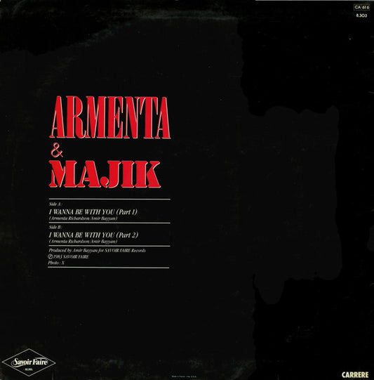 Armenta & Majik : I Wanna Be With You (12", Maxi)