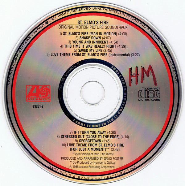 Various : St. Elmo's Fire (Original Motion Picture Soundtrack) (CD, Album, RP)