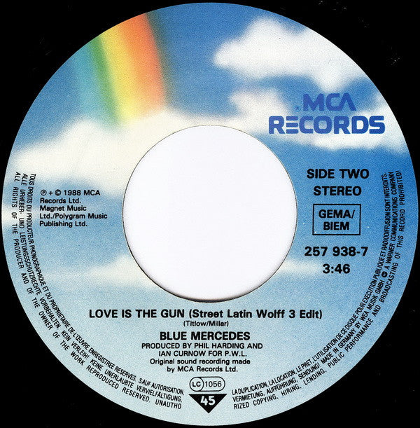 Blue Mercedes : Love Is The Gun (7", Single)