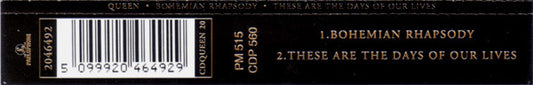 Queen : Bohemian Rhapsody / These Are The Days Of Our Lives (CD, Single)