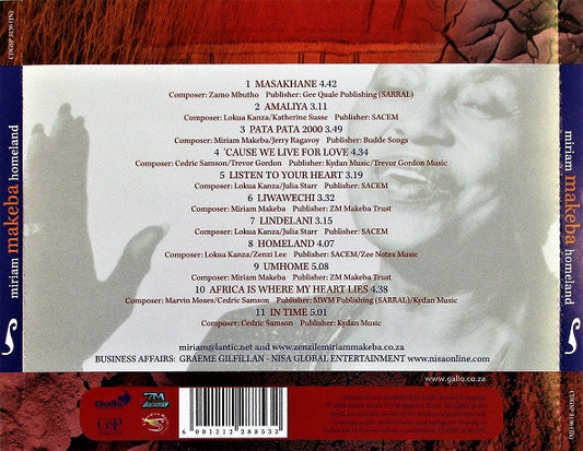 Miriam Makeba : Homeland (CD, Album, RE)