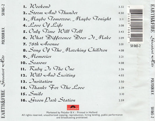 Earth And Fire : Greatest Hits (CD, Comp)
