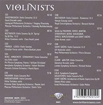Salvatore Accardo, Christian Ferras, Ivry Gitlis, Arthur Grumiaux, Ulf Hoelscher, Gidon Kremer, Shlomo Mintz, David Oistrach, Henryk Szeryng, Виктор Третьяков : Violinists (10xCD + Box, Comp)