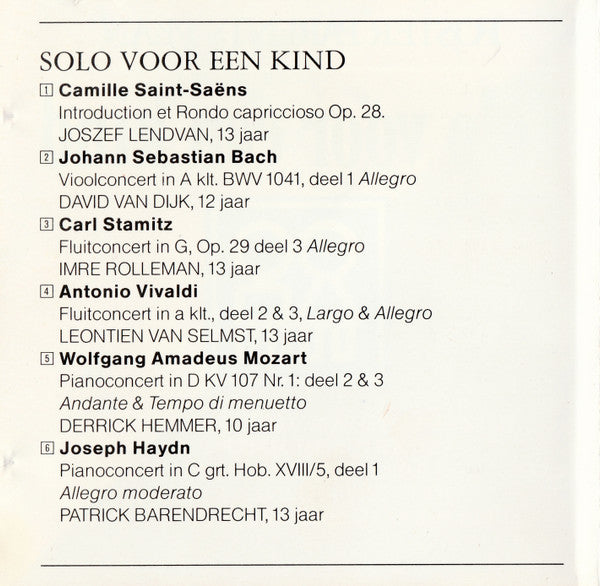 Various : Solo Voor Een Kind (CD, Comp)