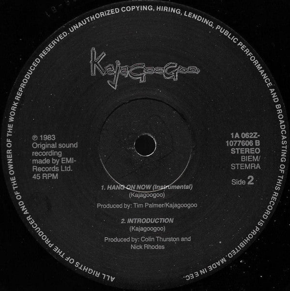 Kajagoogoo : Hang On Now (Extended Version) (12", Maxi)