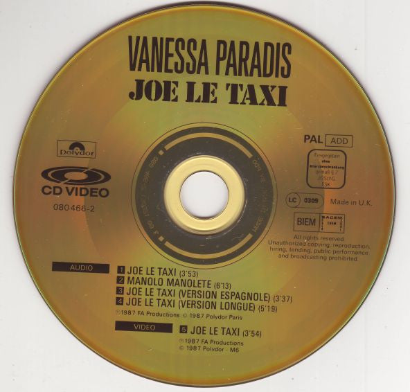 Vanessa Paradis : Joe Le Taxi (CDV, 5", Single, PAL)