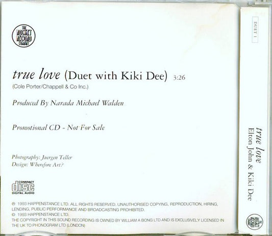 Elton John & Kiki Dee : True Love (CD, Single, Promo)