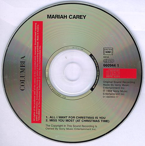 Mariah Carey : All I Want For Christmas Is You (CD, Single, Car)