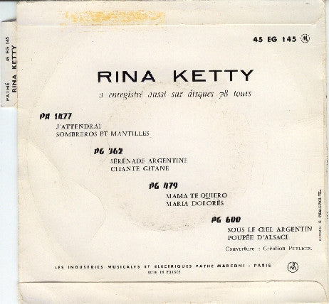 Rina Ketty : Chante Encore Dans La Nuit (7", EP, RE)