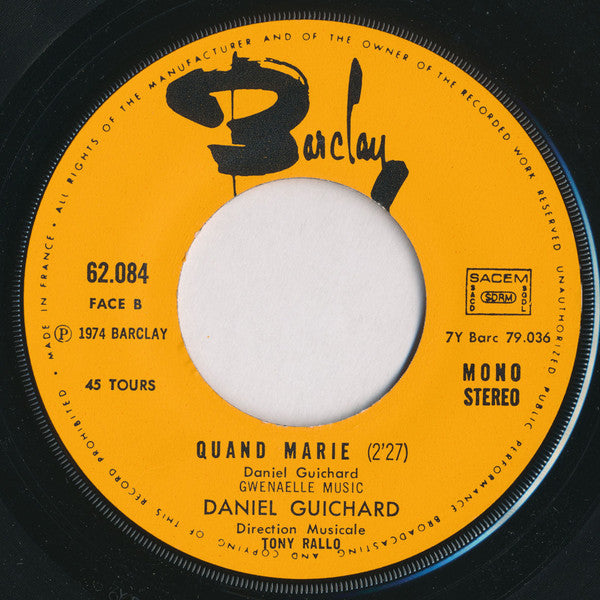 Daniel Guichard : Chanson Pour Anna (7", Single)