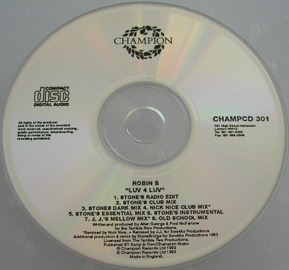 Robin S. : Luv 4 Luv (CD, Single, M/Print)
