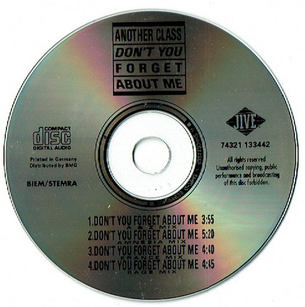 Another Class : Don't You Forget About Me (CD, Maxi)