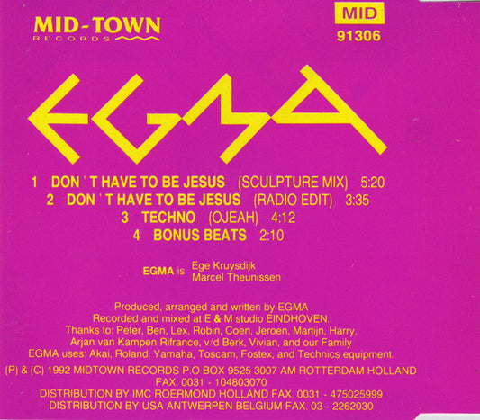 Egma : Don't Have To Be Jesus (CD, Maxi)