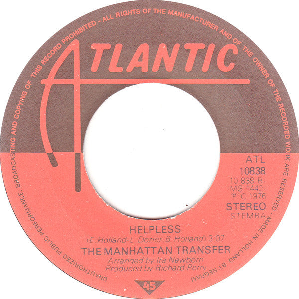 The Manhattan Transfer : Chanson D'Amour (7", Single)