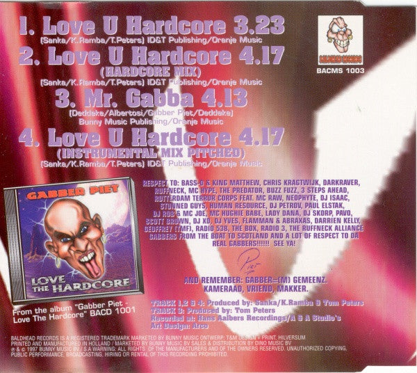 Gabber Piet : Love U Hardcore (CD, Maxi)