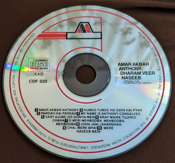 Laxmikant-Pyarelal, Anand Bakshi : Amar Akbar Anthony/Dharam Veer/Naseeb (CD, Comp)
