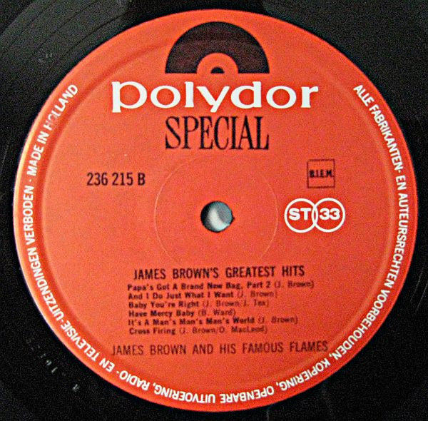 James Brown & The Famous Flames : James Brown's Greatest Hits (LP, Comp)