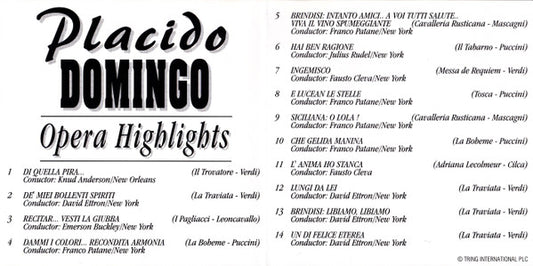Placido Domingo : Opera Highlights (CD, Comp)