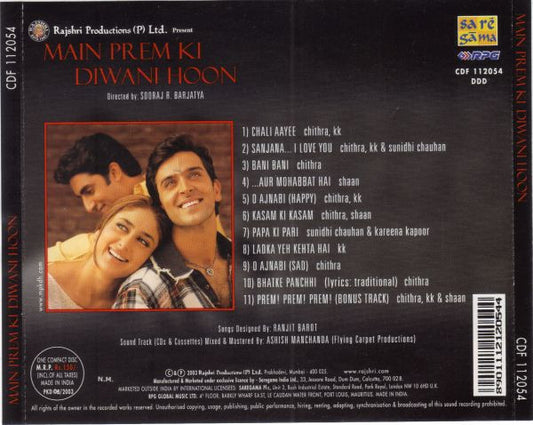 Anu Malik, Dev Kohli : Main Prem Ki Diwani Hoon (CD, RP)
