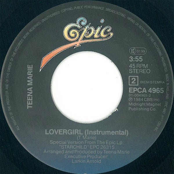 Teena Marie : Lovergirl / Lovergirl (Instrumental) (7", Single)