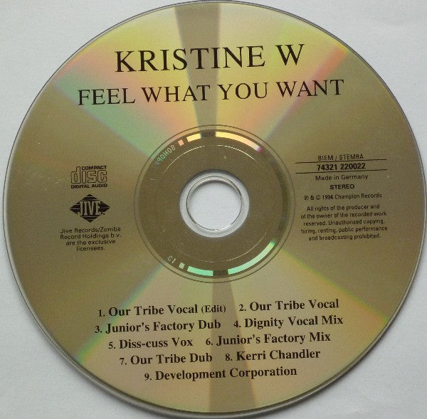 Kristine W : Feel What You Want (CD, Maxi)