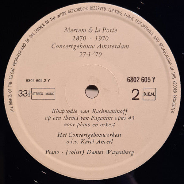Concertgebouworkest, Karel Ančerl, Daniel Wayenberg : Rhapsody On A Theme Of Paganini, Op. 43 (LP)
