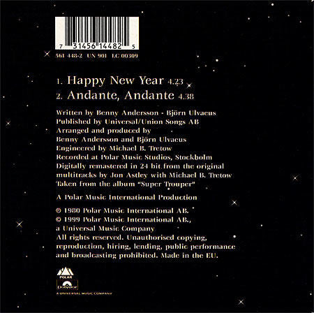 ABBA : Happy New Year (CD, Single, Car)