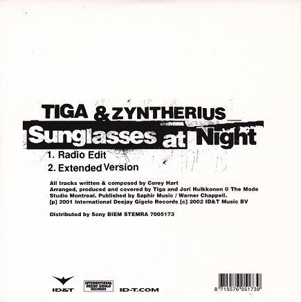 Tiga & Zyntherius : Sunglasses At Night (CD, Single)