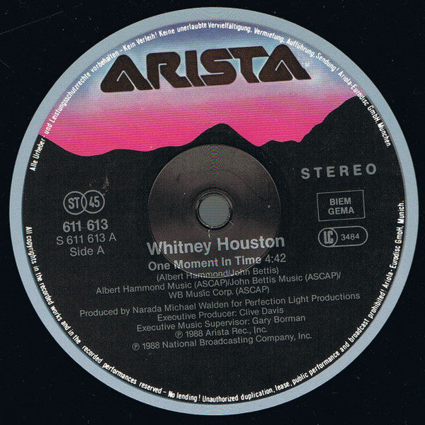 Whitney Houston : One Moment In Time (12", Maxi)