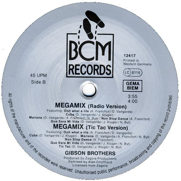 Gibson Brothers : Megamix (12", Maxi, Mixed)