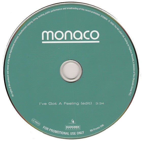 Monaco : I've Got A Feeling (CD, Single, Promo)