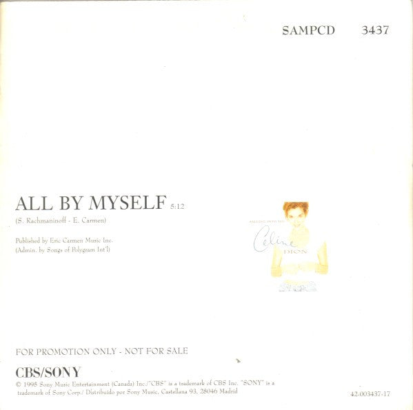 Céline Dion : All By Myself (CD, Single, Promo, Car)