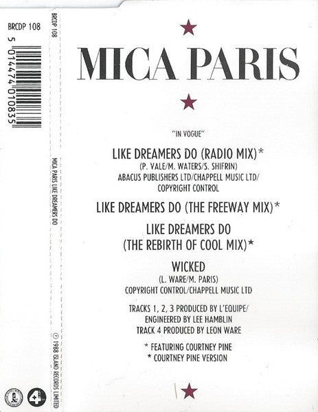 Mica Paris : Like Dreamers Do (CD, Single, Pic)