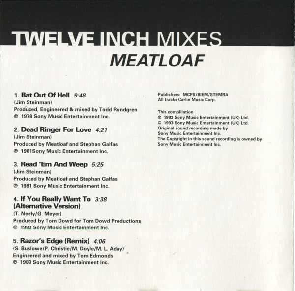 Meat Loaf : Twelve Inch Mixes (CD, Comp)
