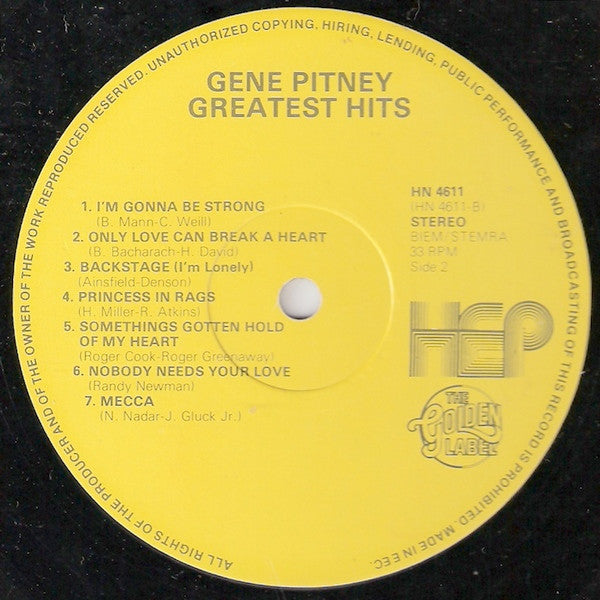 Gene Pitney : Greatest Hits (LP, Comp)